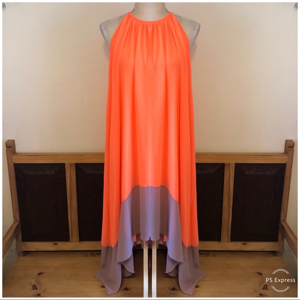 Leqier two tone hi low layered flowy beach dress